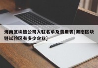 海南区块链公司入驻名单及费用表[海南区块链试验区有多少企业]